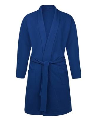Bigdude Knitted Waffle Dressing Gown Midnight Blue